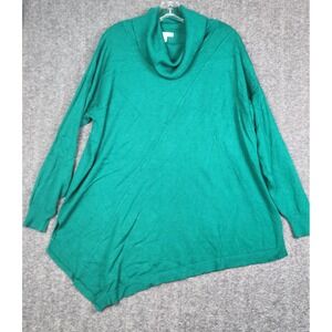 Cato Tunic Sweater Women 18/20W Green Cowl Neck Asymmetrical Hem Long Sleeve